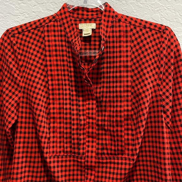 J. Crew Factory Drapey Buffalo Check Tuxedo Top XXS - Picture 3 of 9